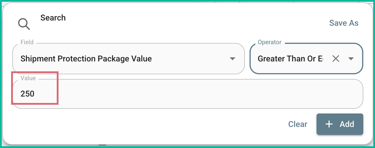 Two hundred and fifty has been entered into the value field.