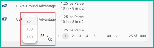 Rows Per Page menu at the bottom of the Orders Grid