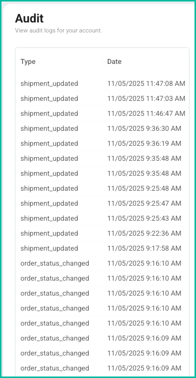 A list of available audit records is shown.