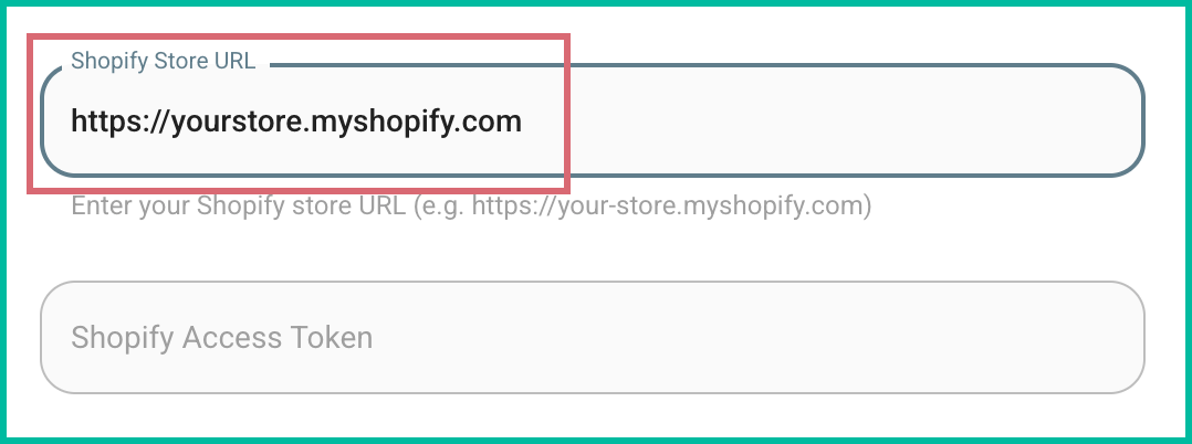 Shopify Store URL field in the Postsale setup screen