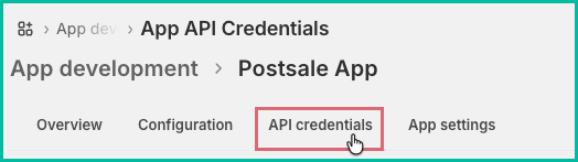 The API credentials link is being clicked.