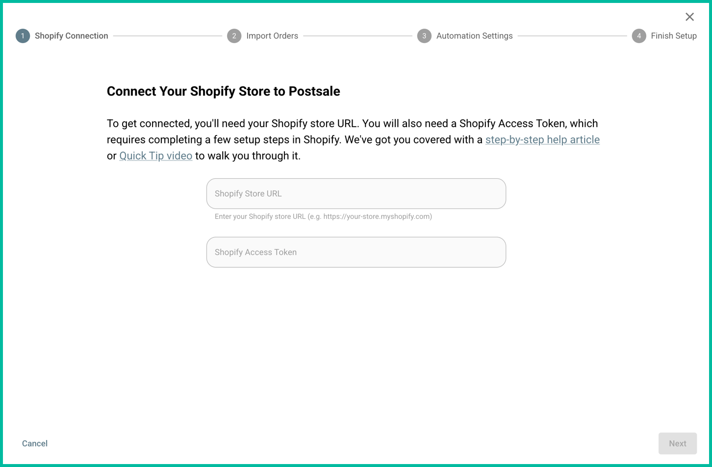 Settings button in the Postsale navigation menu