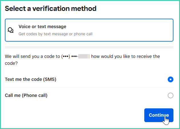 Two step verification has been initiated and a text is being sent to the phone number on file with Square.