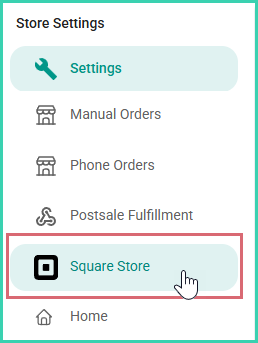 The new square store is shown in the list of stores.