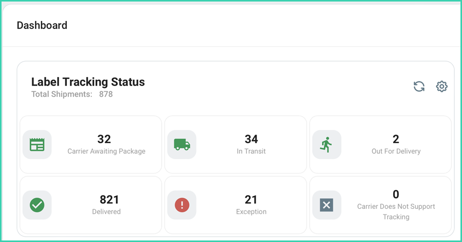 The label tracking status panel is shown.