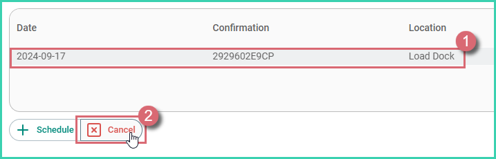 Scheduled UPS pickup selected with the Cancel button visible
