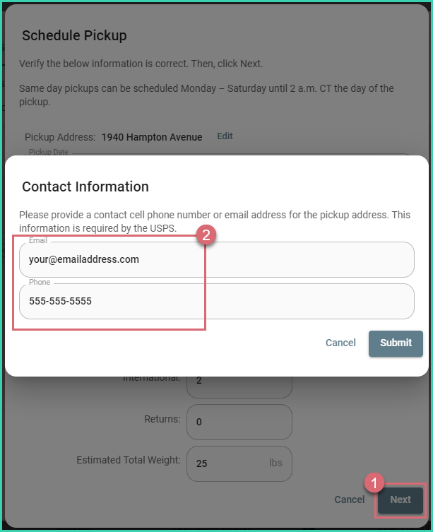 The email address and phone number are being verified.