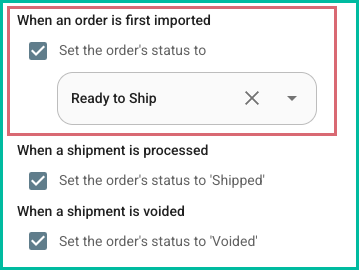 Set order status dropdown for when an order is first imported