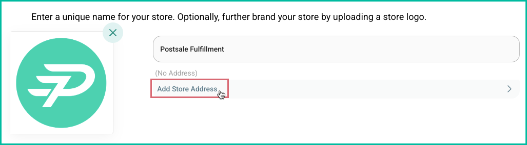 Add Store Address button in the webhook store setup