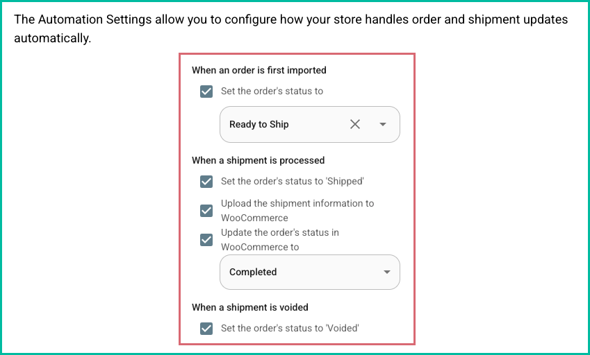 All of the automation options have been enabled.